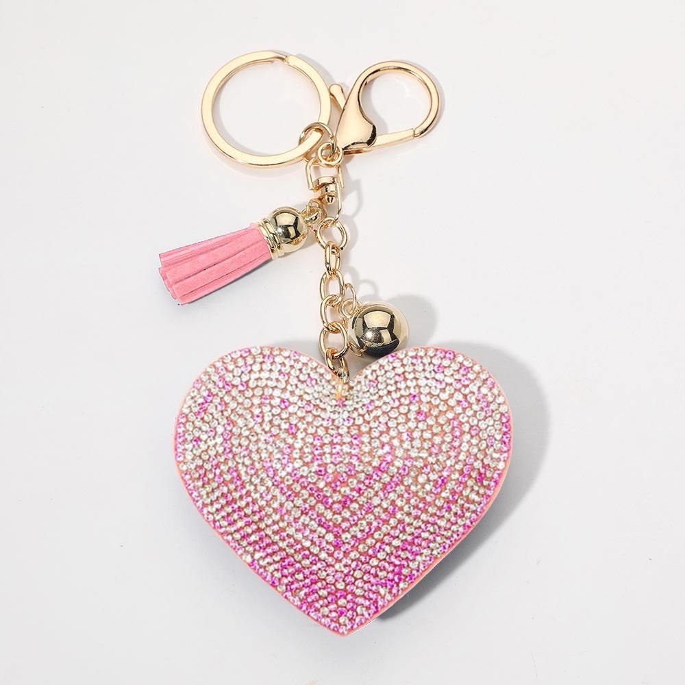 Pink Heart Keychain with Gold Accents - Picture 2 of 3